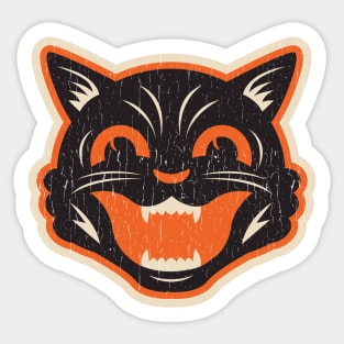 Vintage Halloween Black Cat - Distressed Sticker